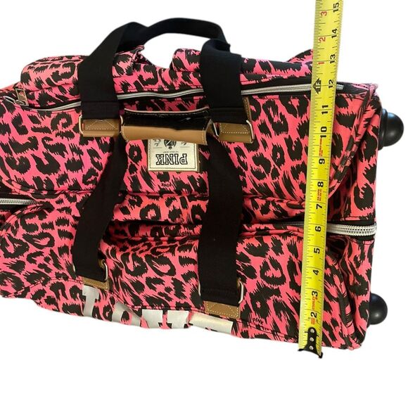 Victorias Secret Love Pink Leopard Rolling Duffle Bag Suitcase Y2K Travel Bag - Picture 15 of 16